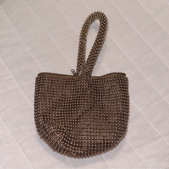 Shiny Brown Beaded Mini Hobo Bag - Picture 2 of 8